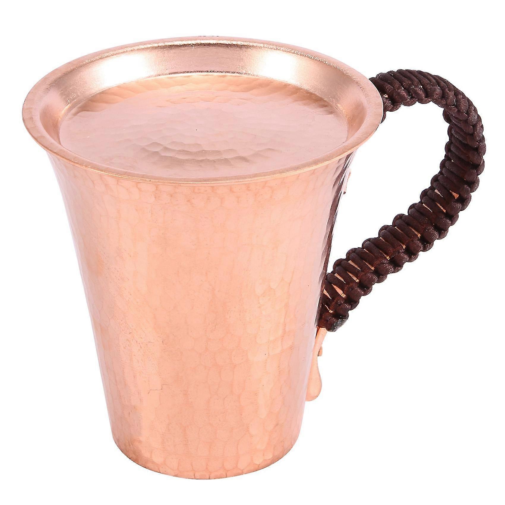 1pc Handmade Thickened Pure Copper Cup With Anti-scalding Handle