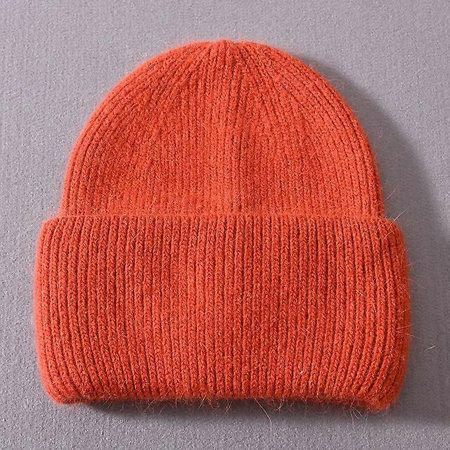 Casual Women's Hat Real Rabbit Fur Beanie Ladies Autumn Winter Cashmere Hats Three Fold Thick Knitted Girls Skullies Beanies Cap