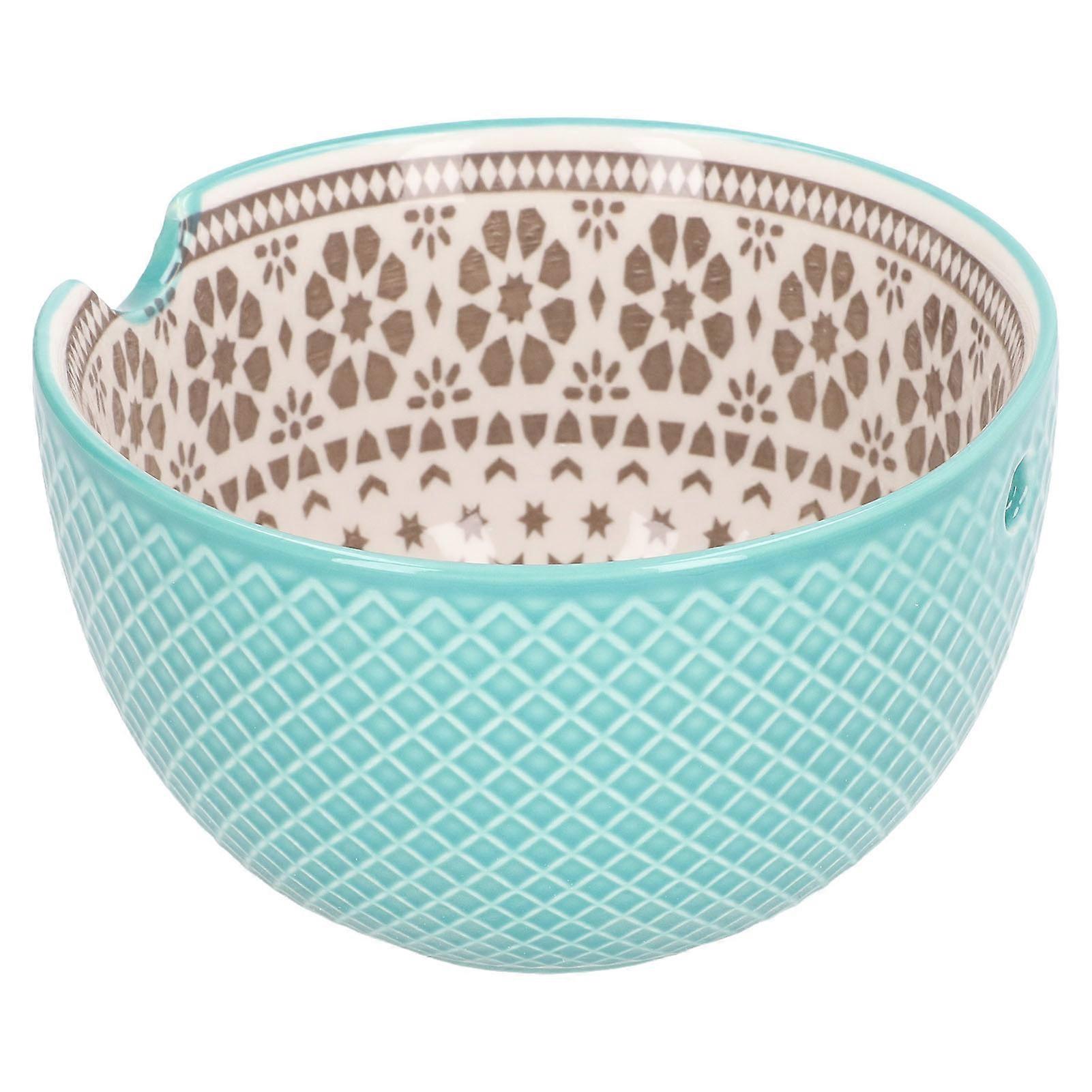 Yarn Bowl Holder Rustic Texture Simple Style Ceramic Material Decorative Fixing Knitting Tools for Winding Wool Blue