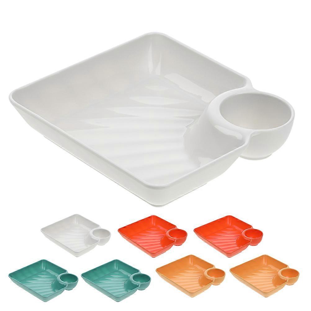 8PCS Reusable Serving Platter Dumpling Plate with Sauce Compartments for Restaurant