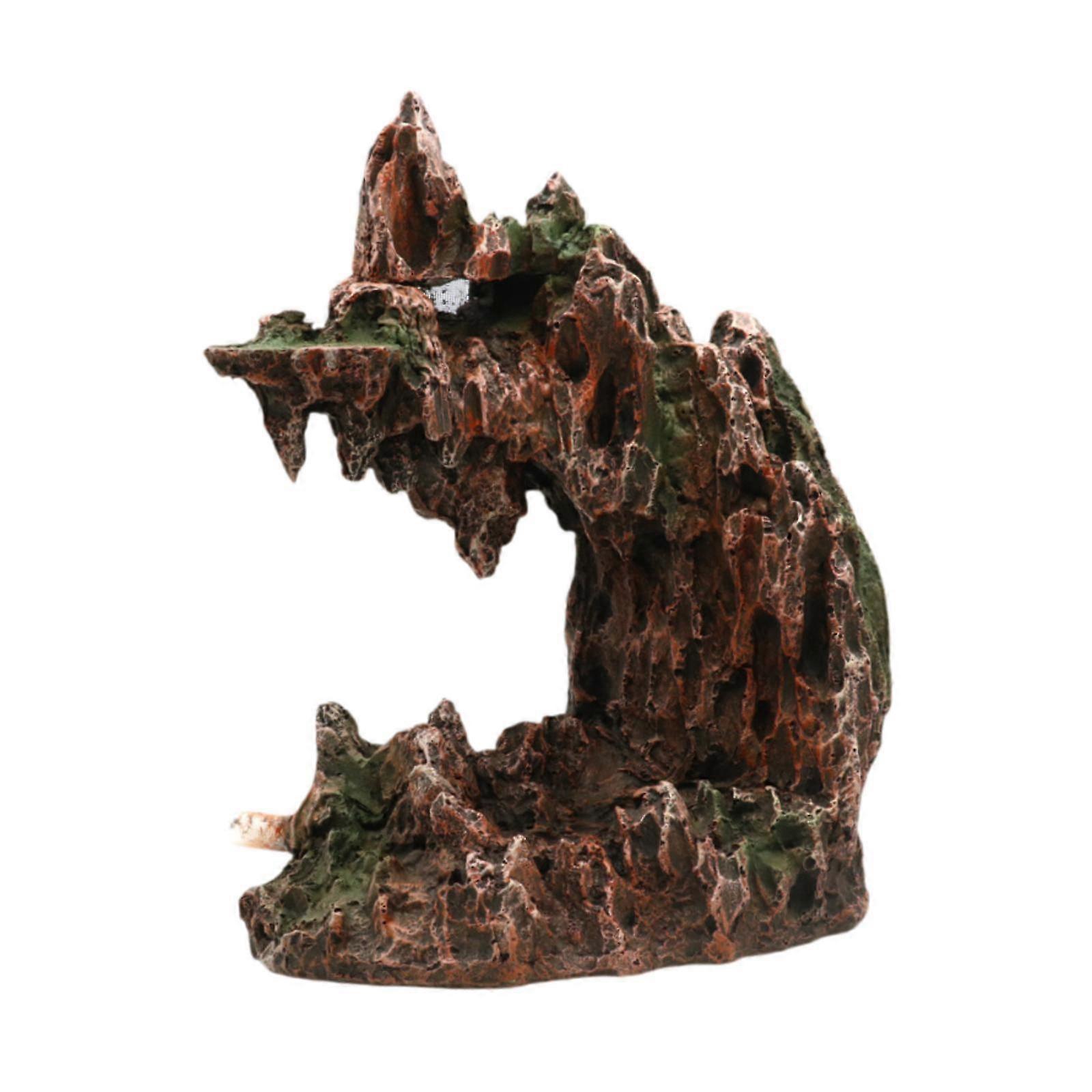 魚の水槽の装飾岩の洞窟を隠す魚の水槽水族館のマイクロランドスケープ