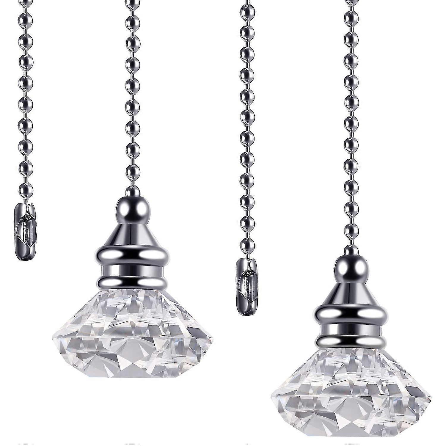 2 Pcs Crystal Pull Chains Ceiling Fan Chain Extension Fan Pull Chain Pendant 50cm Ceiling Fan Chain