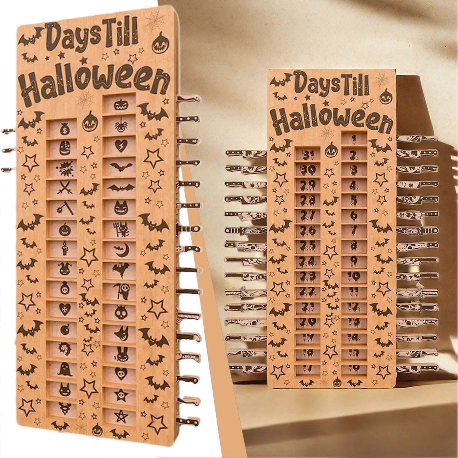 Halloween Advent Countdown Calendar,Coffin Calendar with 31 Removable Handles,100% New