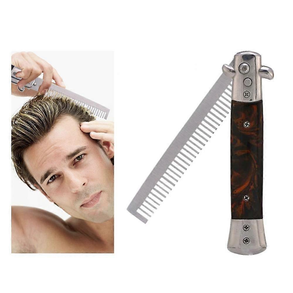 Combs, Foldable Pocket Comb, Switchblade Spring Folding Push Button Bag, Comb, Oil Hair Styling, Automatic Push Button Brush for Men and Women
