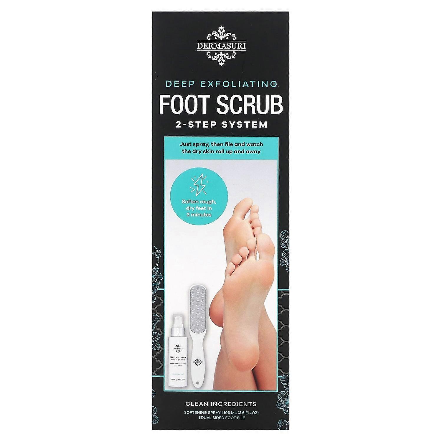 Dermasuri, Deep Exfoliating Foot Scrub 2-Step System, 1 Set