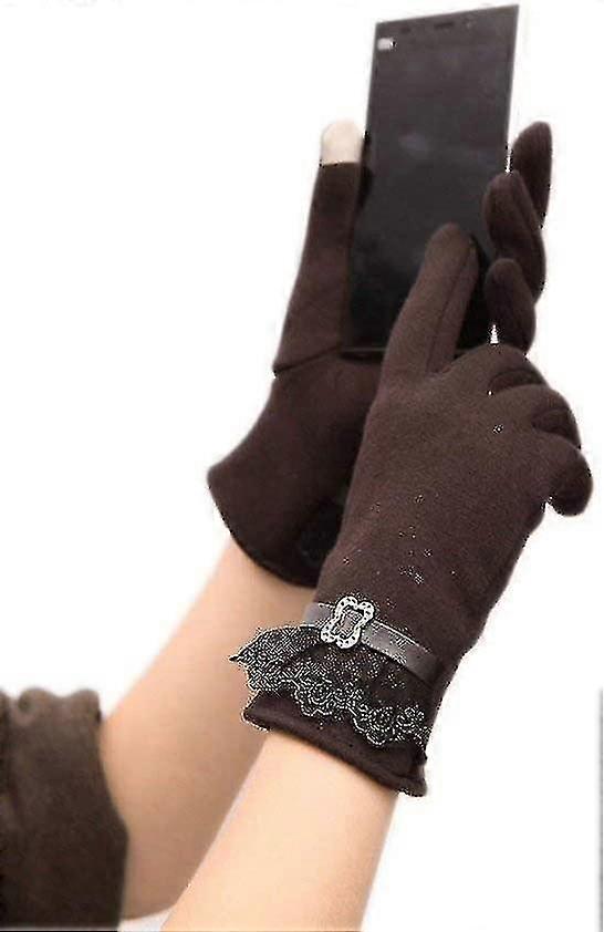 Women Touch Screen Elegant Gloves Lined Thick Gloves Winter Windproof Gloves