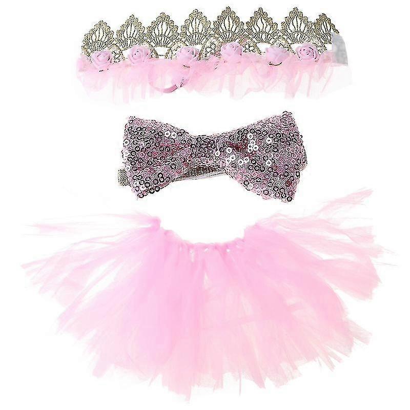 3pcs/set pet clothes dog wedding dress puppy birthday party supplies cute tutu skirt bowtie crown hat pet lovely apparel costume