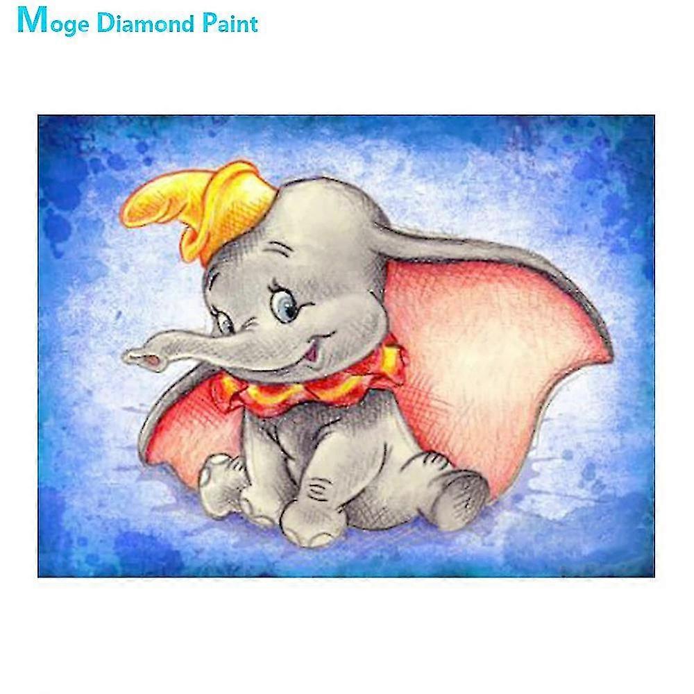 Tegneserie liten elefant med store ører diamantmaleri rundt full drill dyr  Nouveaute DIY mosaikk broderi 5d kors sting | Fruugo NO, image size:1000x1000