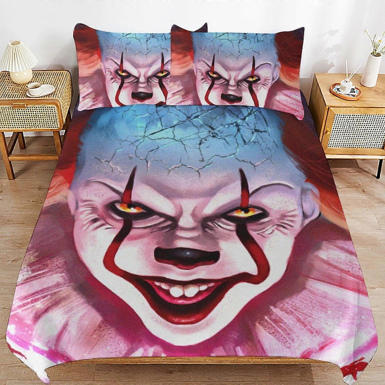 c238 Pennywise Σετ Κλινοσκεπασμάτων Παπλωματοθήκη Άνετο και ελαφρύ Κλινοσκεπάσματα κινουμένων σχεδίων Σετ κρεβατιών 3 τεμαχίων Twin (1 παπλωματοθήκη και 2 μαξιλαροθήκη) hn821