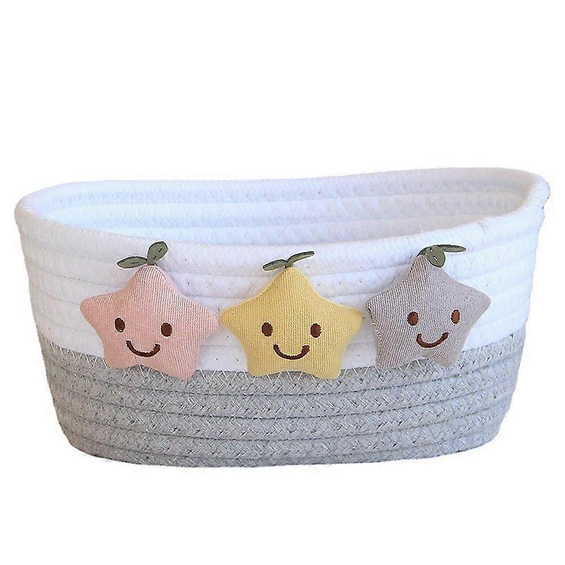 Lovely Stars Woven Storage Baskets Cotton Rope Home Storage Container Decorative Hamper for Keys &