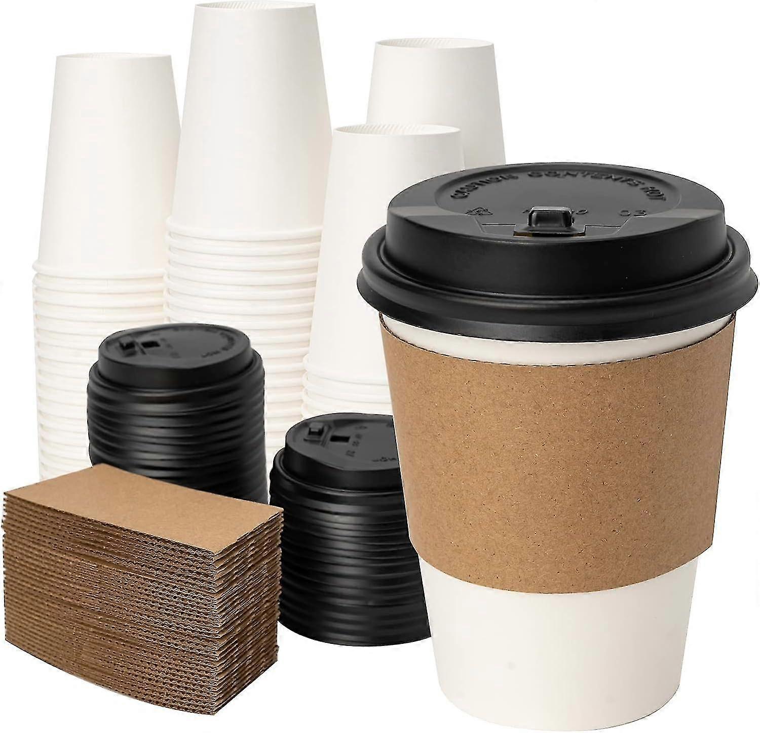 [100 Pack 12 Oz S With Lids And Sleeves, S 12 Oz,hot S,ideal For Home/
