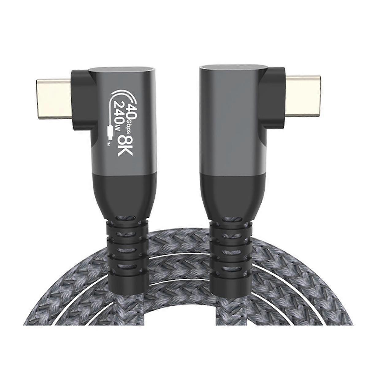 USB 4 90 Degree Angle Cable 40Gbps USB4 Elbow Type C Data Transfer Cable USB C PD240W Fast Charging