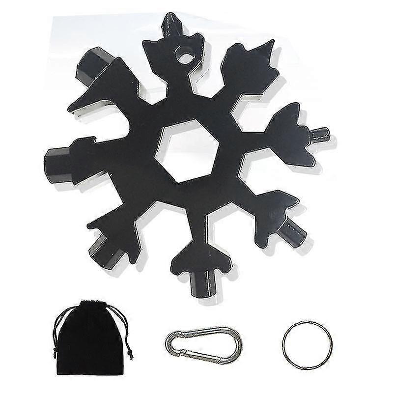 Snowflake Multi-tool 18 In 1 Portable Stainless Steel Almighty Tool For Daily Travel Camping Adventure Daily Tools (black)