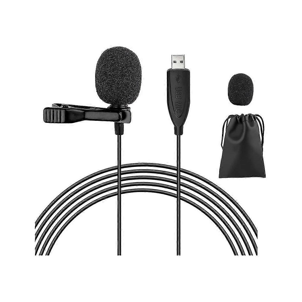 Usb Microphone Lavalier 6.6 Ft Microphone Pc Omnidirectional Condenser Lavalier Clip On Mic For Com