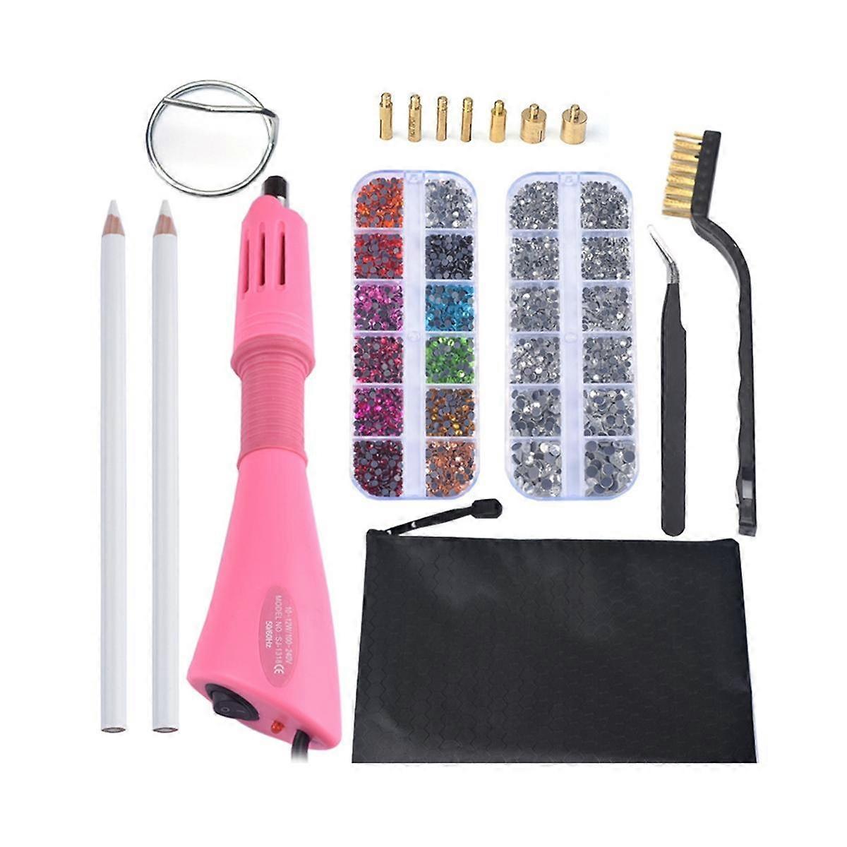 Hot Fix Strass Set Hot Fix Applikator Hot Fix Kristallglas Strass Bügelstab EU Plug
