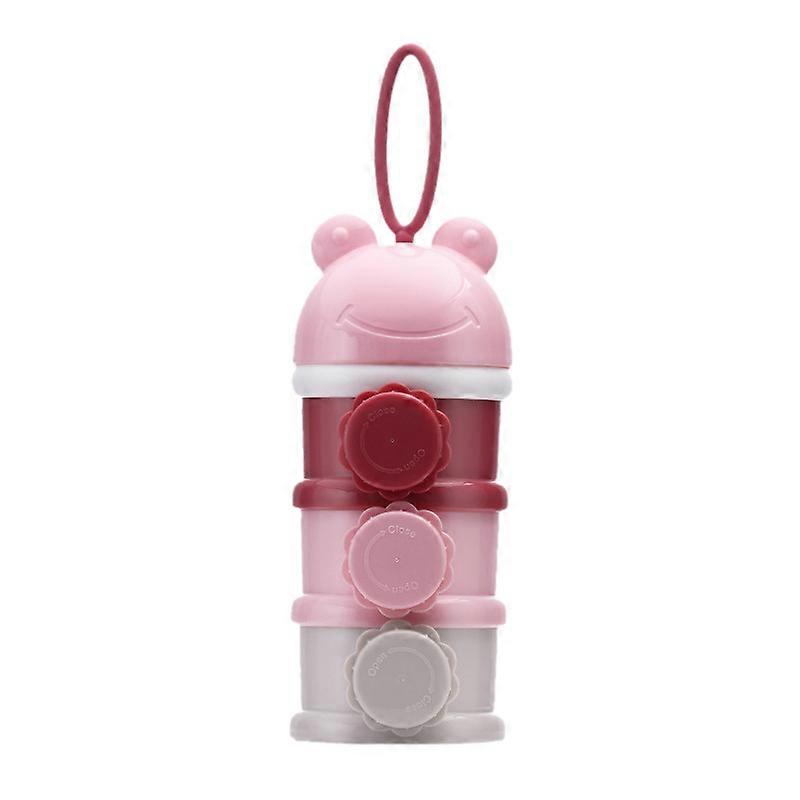 Milk Powder Container Portable Independent Layering Leakproof Large Capacity Snack Dispenser Pink