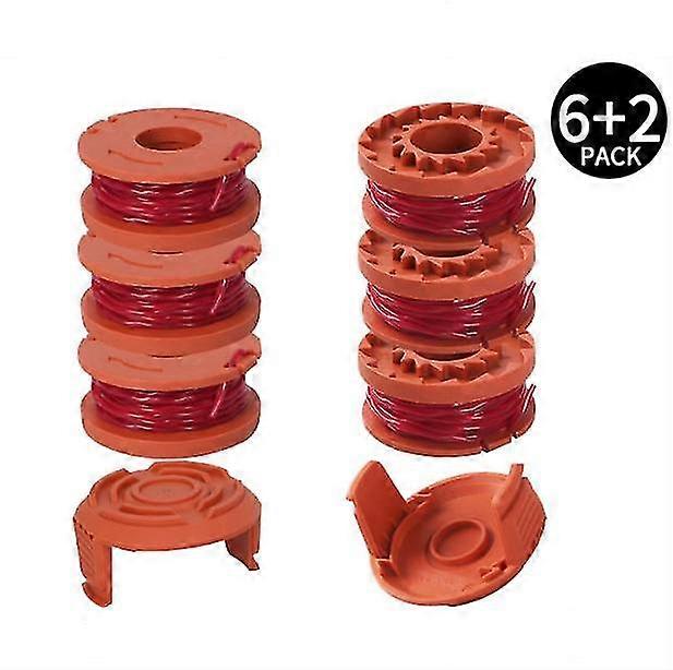6 Pack Line Spool With 2 Covers For Worx Lawn Mower Accessory Wa0010 Replacement Spool