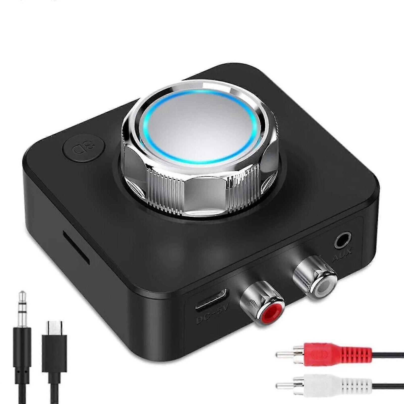 Bluetooth 5.0 Receiver Wireless 3.5mm Aux To 2 Rca Audio 3d Stereo Adapter Record Black