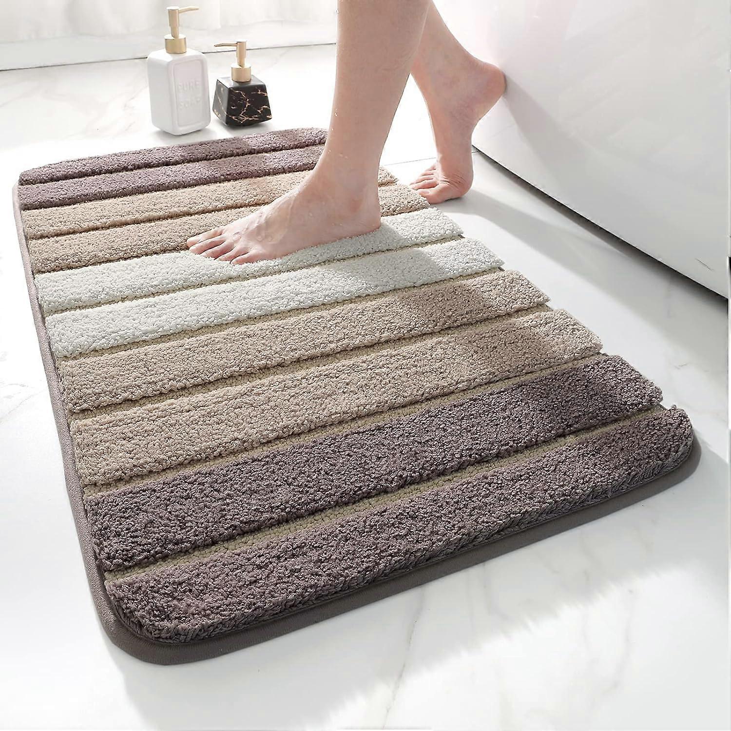 Non-Slip Bath Mat, Extra Soft Bathroom Rug, Machine Washable, Water Absorbent, 50 x 80 cm Gray