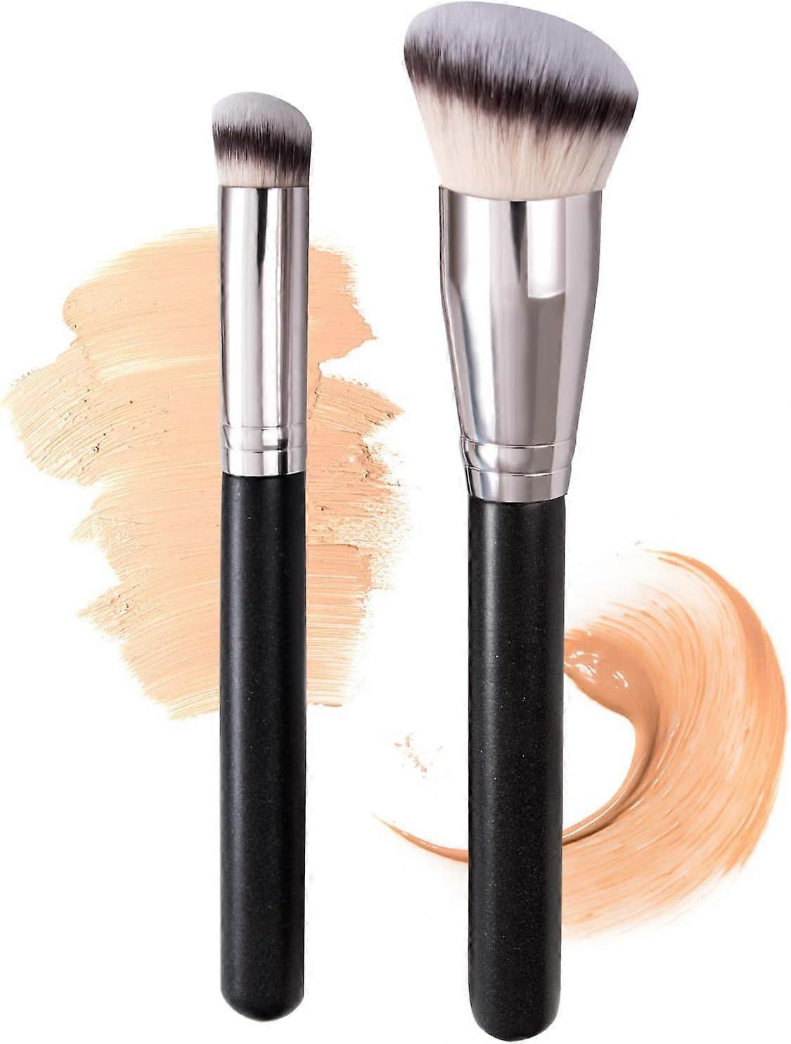 MUJIXI Makeup Brushes Foundation Brush Concealer Brush with Soft Synthetic Fiber for Concealer Liquid Foundation 2 Pieces