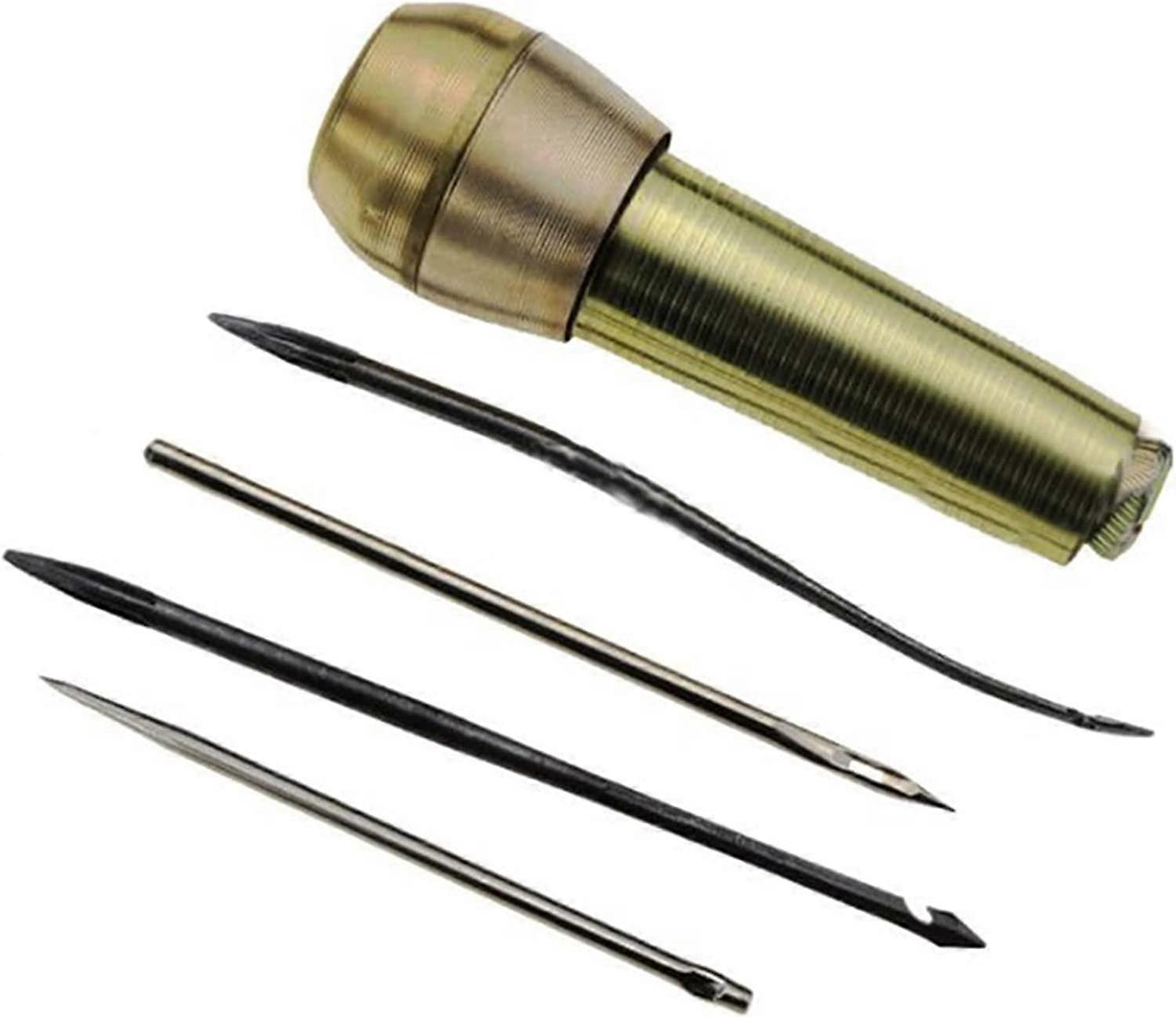 Copper Handle Awl Copper Handle 4 Sewing Needles Awl Hand Kit