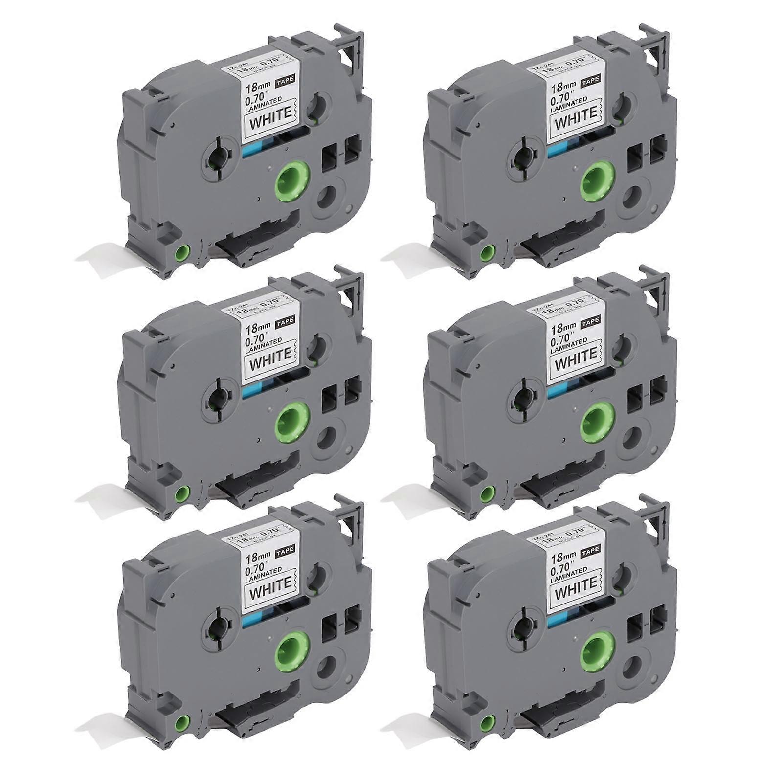 Label Maker Tape 18mm Width 8M Length Black On White Label Maker Refills for TZe 141 for TZe 241 for TZe 541 for TZe 641 White Box of 6