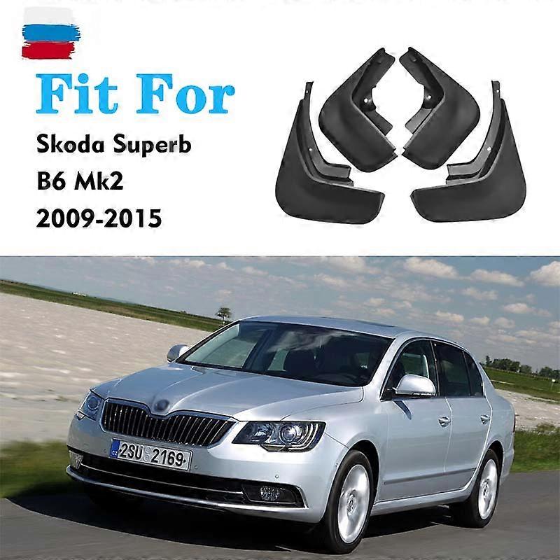 Excellent 4PCS Front Rear FOR SKODA SUPERB MK2 B6 MUDGUARD SPLASH MUD FLAP GUARD FENDER MUDGUARDS CAR ACCESSORIES AUTO STYLINE 2009-2015