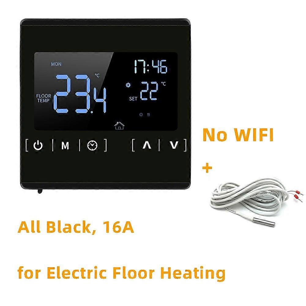 WiFi Full Touch Screen Temperature Controller Wide Voltage Black Back Light Floor Heating Thermostat
