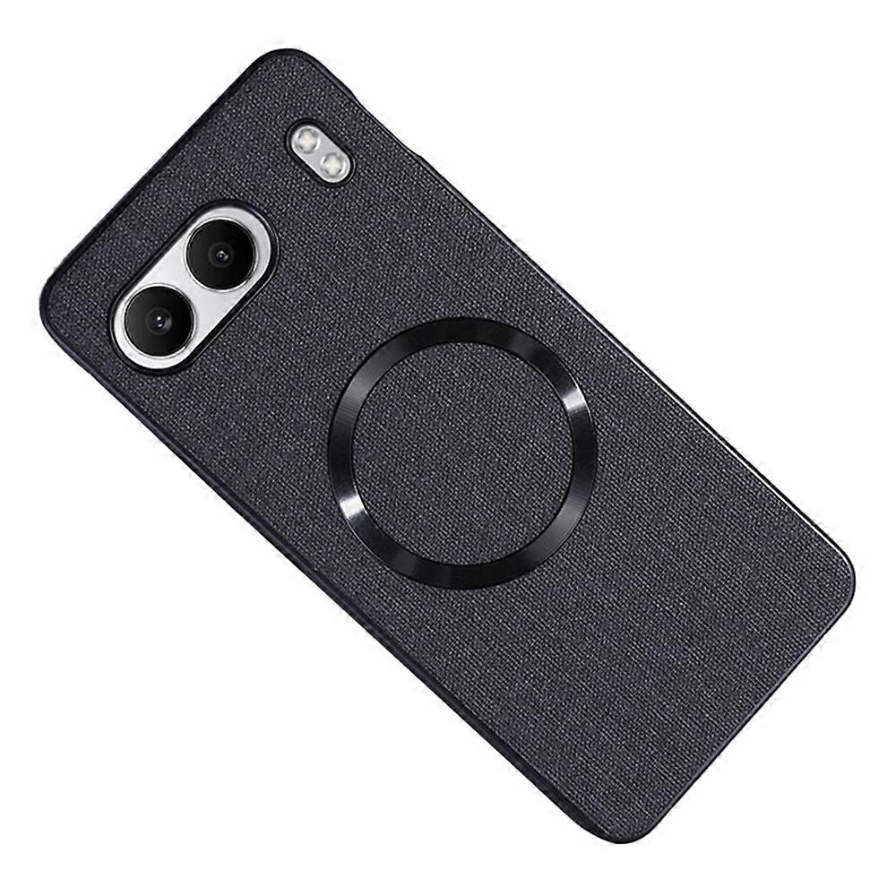 For OnePlus Nord 4 Case Drop-Proof TPU+Cloth Back Phone Cover Compatible with MagSafe - Black