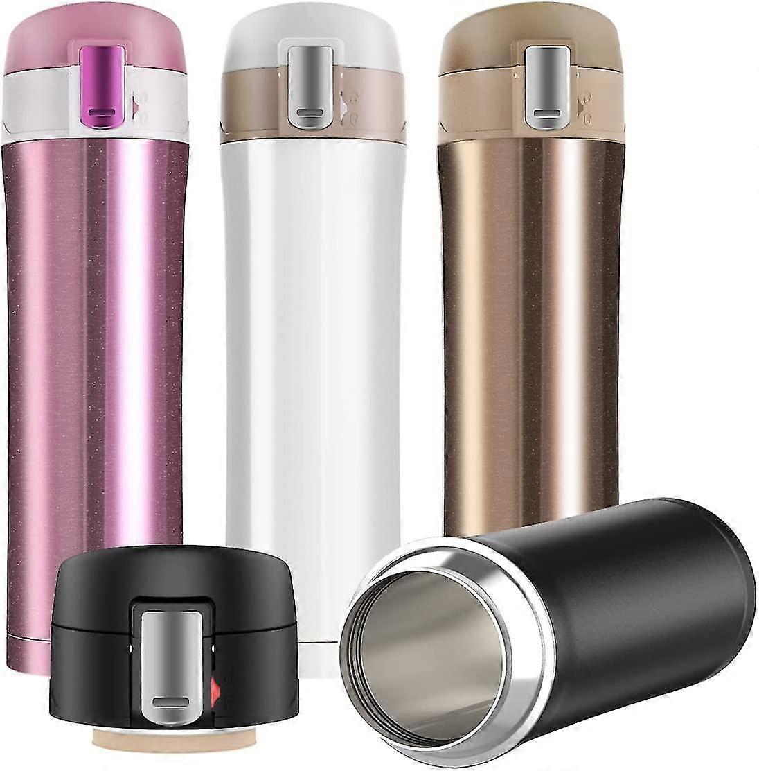 Double Walled Vacuum Flask , 450ml Stainless Steel Insulated Water Bottle, Flask For Hot And Cold Drinks, (white)