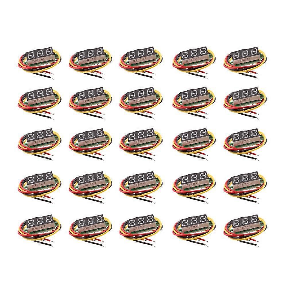 20x 0.28'' 3 Wire LED DC 0-100V Voltmeter Digital Voltage Meter Tester Red