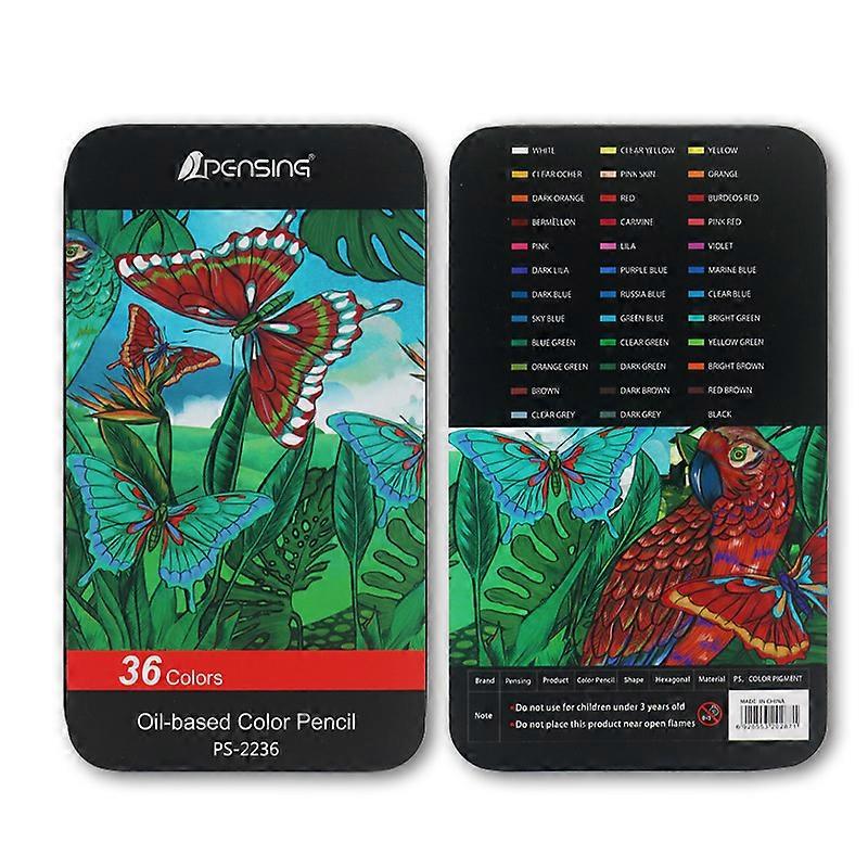 36 لونا (تغليف صندوق حديدي) قلم رصاص ملون معاد تدويره صديقة للبيئة قلم كرتون دب