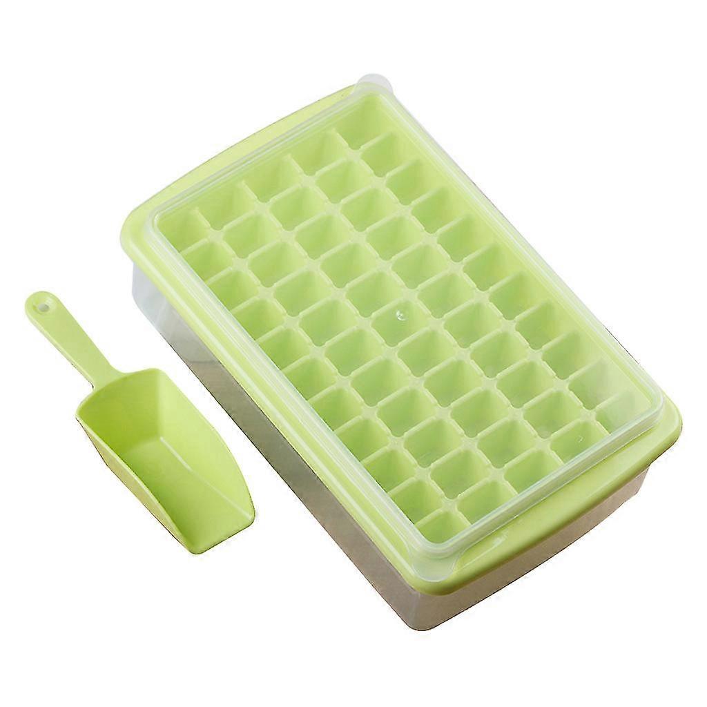 Homemade 55 Cells Ice Cube Tray With Lid & Shovel Ice Container For Freezer