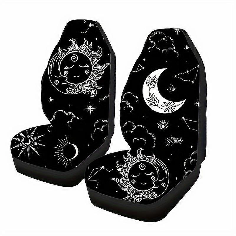 15 Stück Star Moon Autositzbezug Komplettes Set Upgrade Auto Vordersitzbezug Universal Lenkradabdeckung Unabhängige Kopfstützenabdeckung Sicherheitsgurtkissen