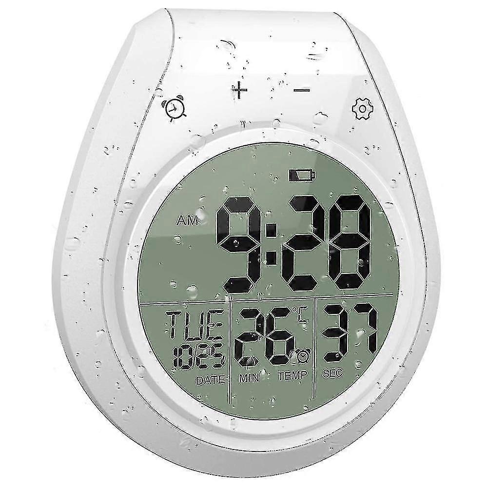 Digital Shower Clock Waterproof, Bathroom Timer Clock, Digital Kitchen Wall Clock, Lcd Display, 12/,white-AM