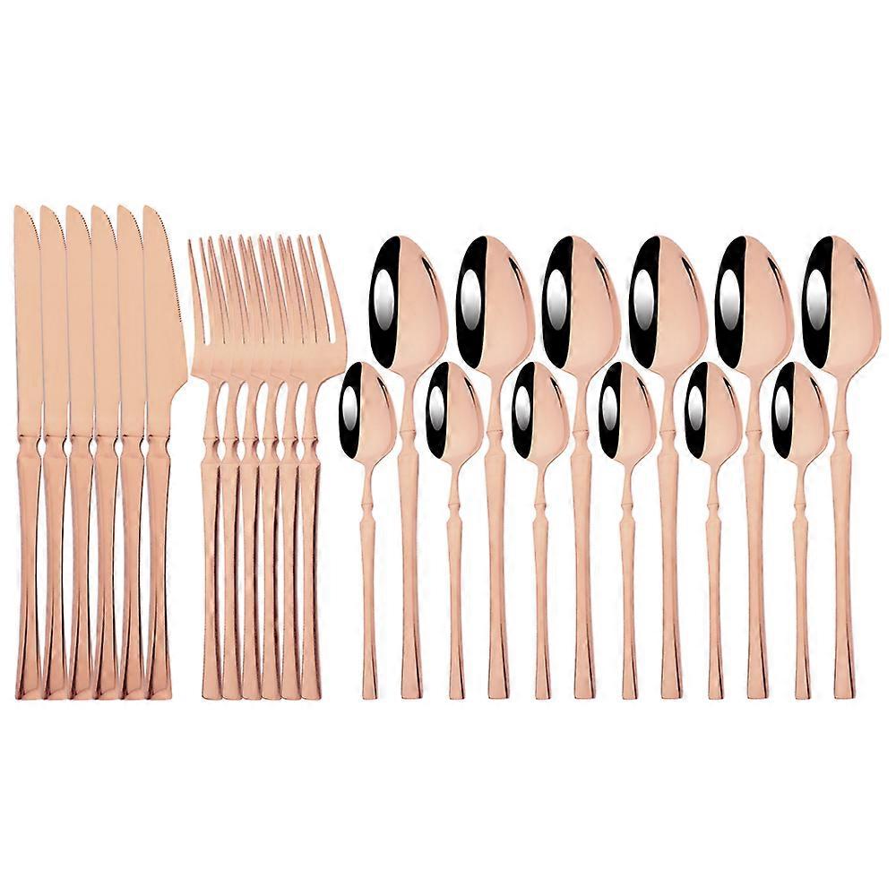 24Pcs Stainless Steel Tableware Knife Fork Tea Spoon Upscale Dinnerware Gift