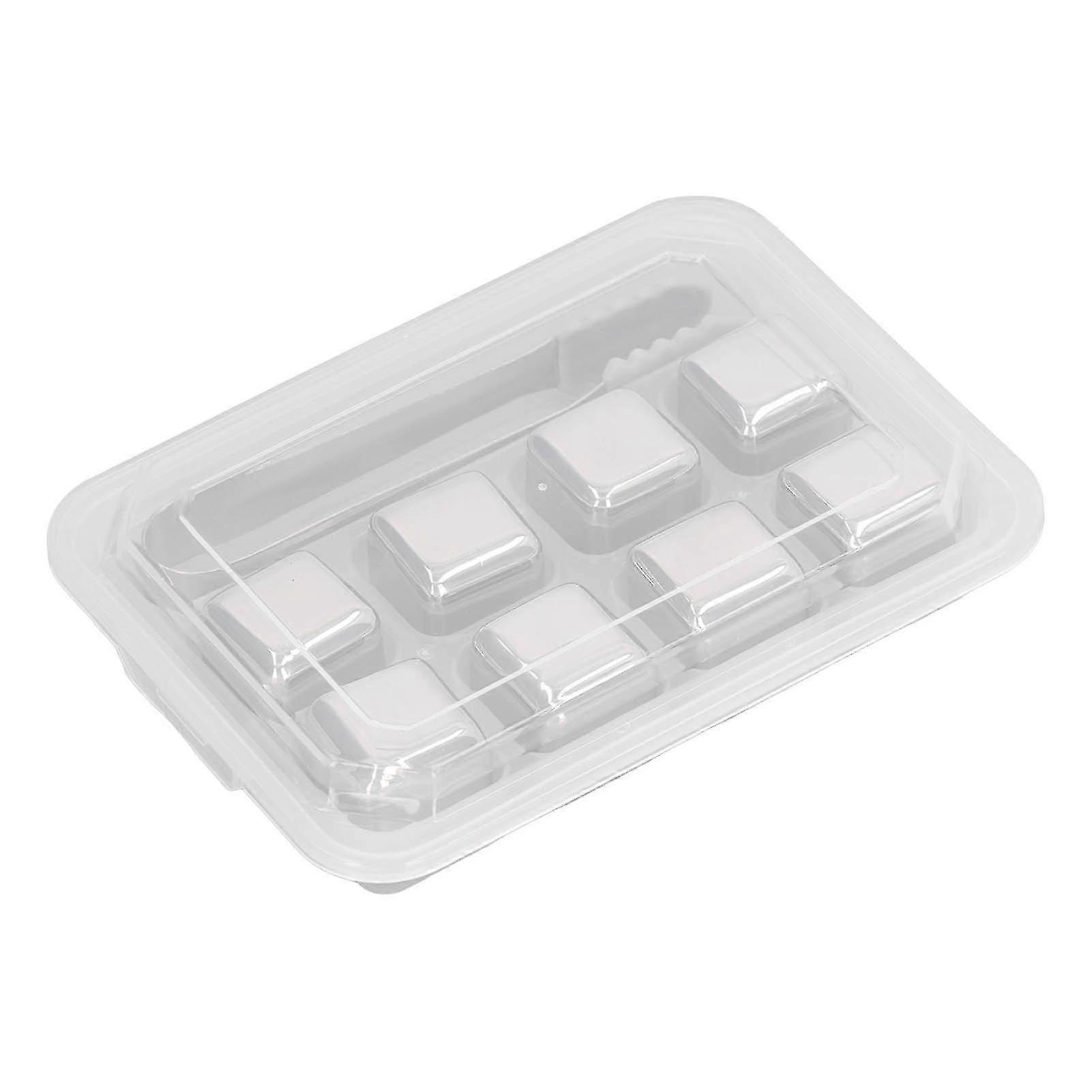 Reusable Stainless Steel Whiskey Stones Set - 8PCS with Tong and Storage Box