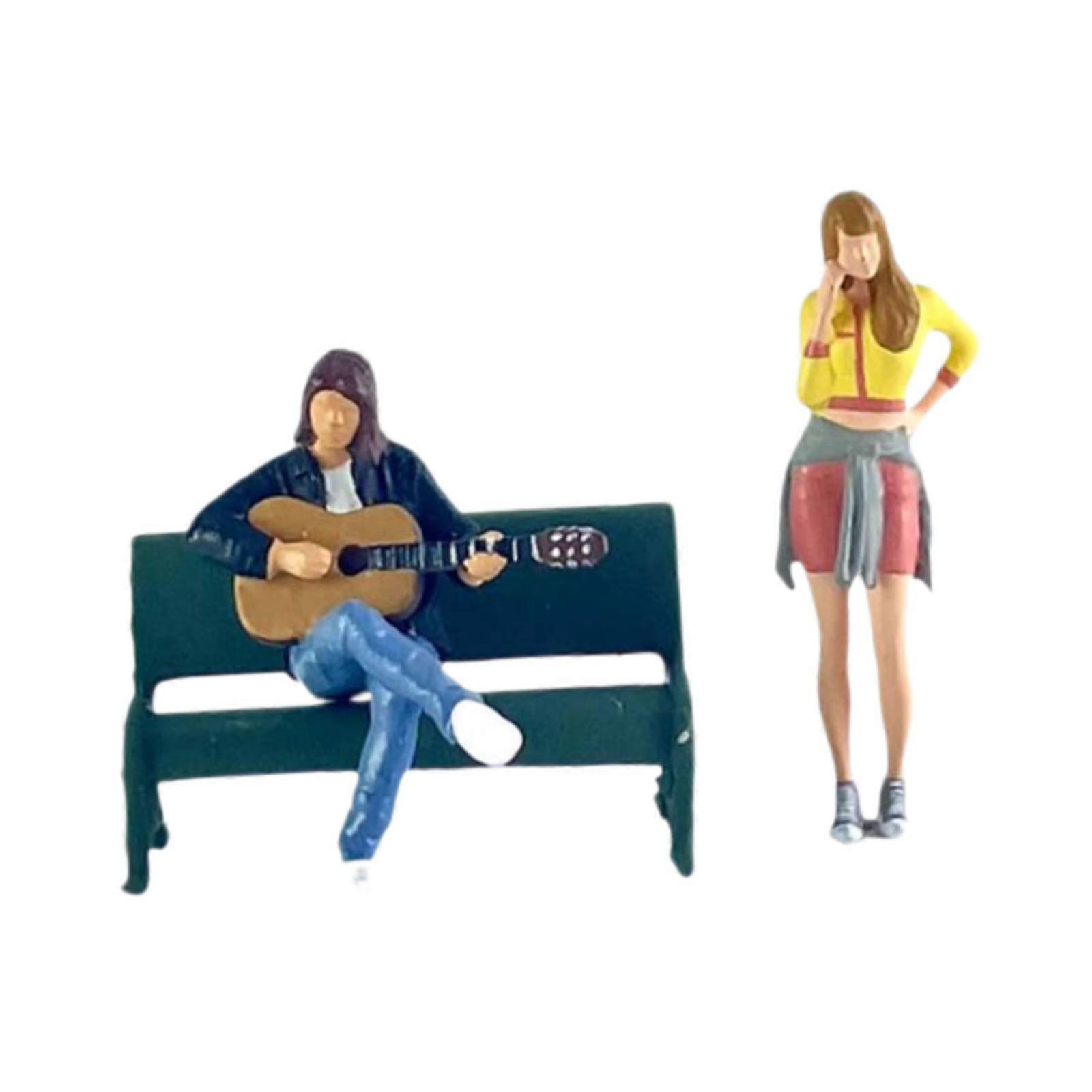 1/64 Resin Small Figures Doll for Micro Landscape Building Kits DIY Projects Yellow Black