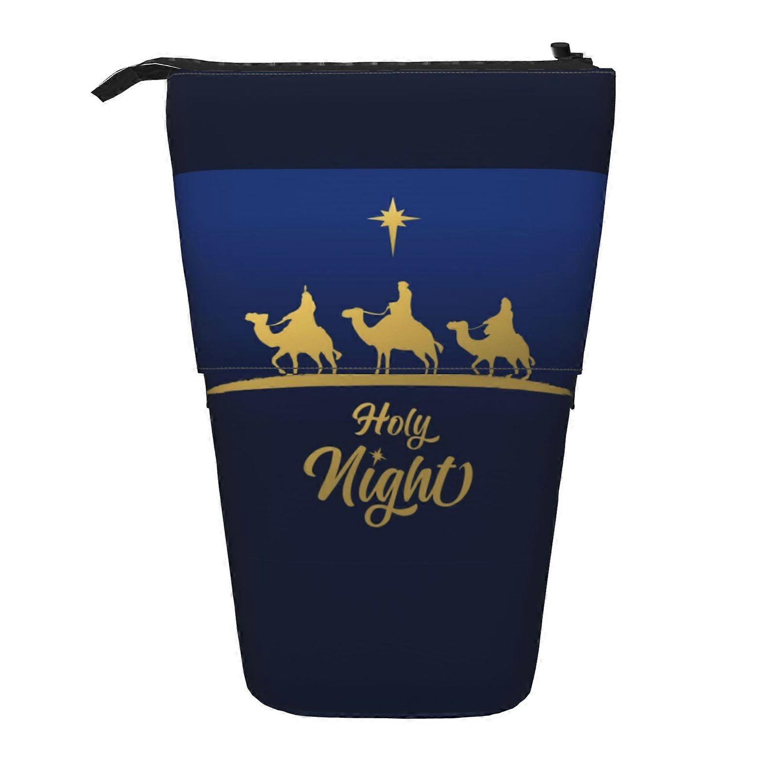 عيد الميلاد المسيحي المهد مشهد مقلمة الوقوف حقيبة قلم رصاص تلسكوبي مقلمة مع سحاب حقيبة ماكياج محمولة 2