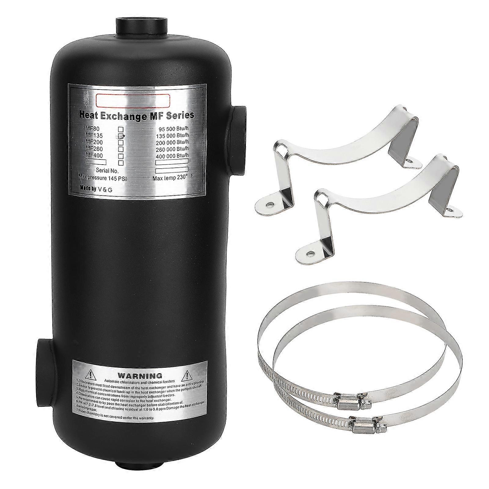 Swimming Pool Thermostatic Tubular Heat Exchanger for Hot Spring Pool Bath - 304 Stainless Steel - Energy Efficient - No Water Storage