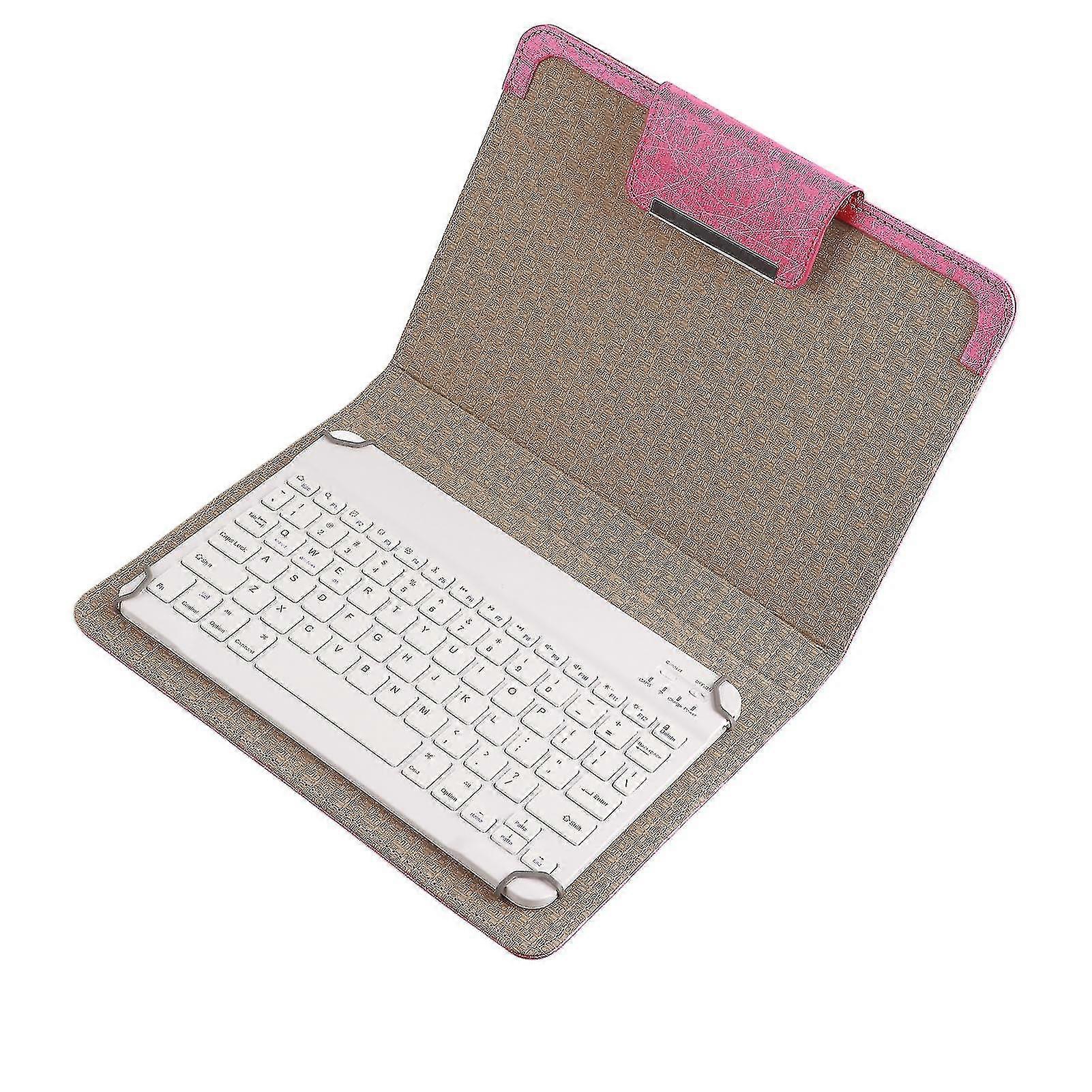 10in Wireless Bluetooth Keyboard with Waterproof Leather Case and Rose Red Bracket