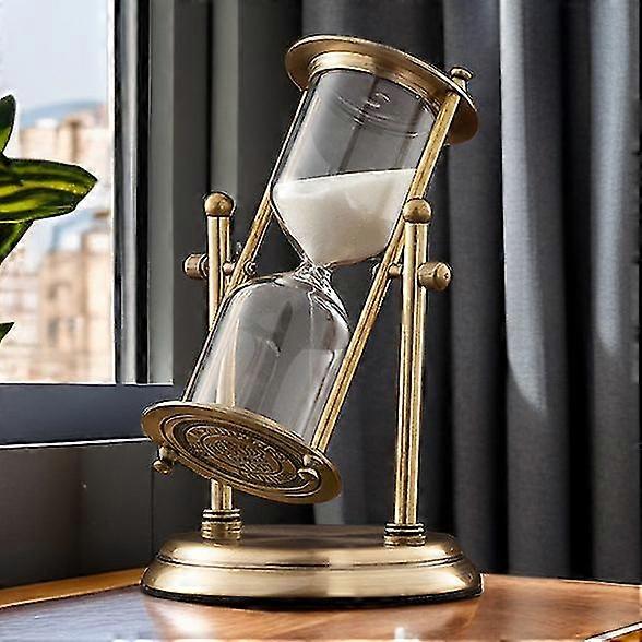 Vintage 15 Minute Hourglass, 360 Rotating Sand Timer Clock, Brass 15 Min Glass Compatible