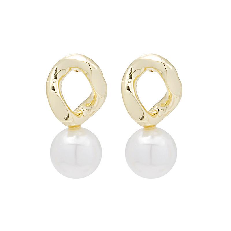 Silver Needle Retro Baroque Pearl Simple Irregular Geometric Versatile Earrings