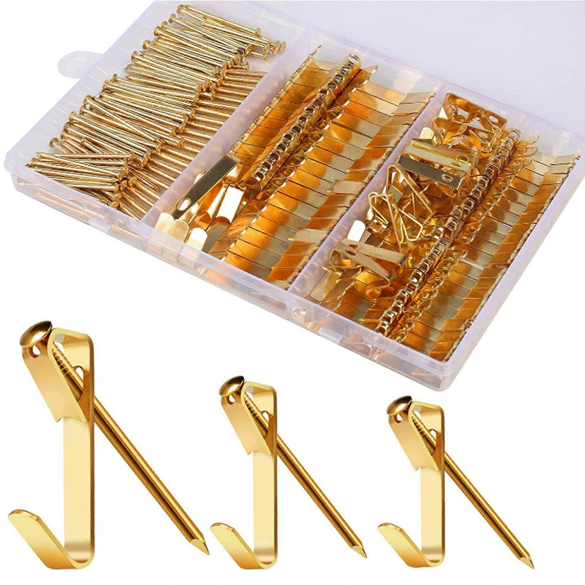 184pcs Picture Hanger Kit Stainless Steel Frame Clips Picture Hanger Hooks Hanging Mirror Hooks Assorted Picture Wall Hangers