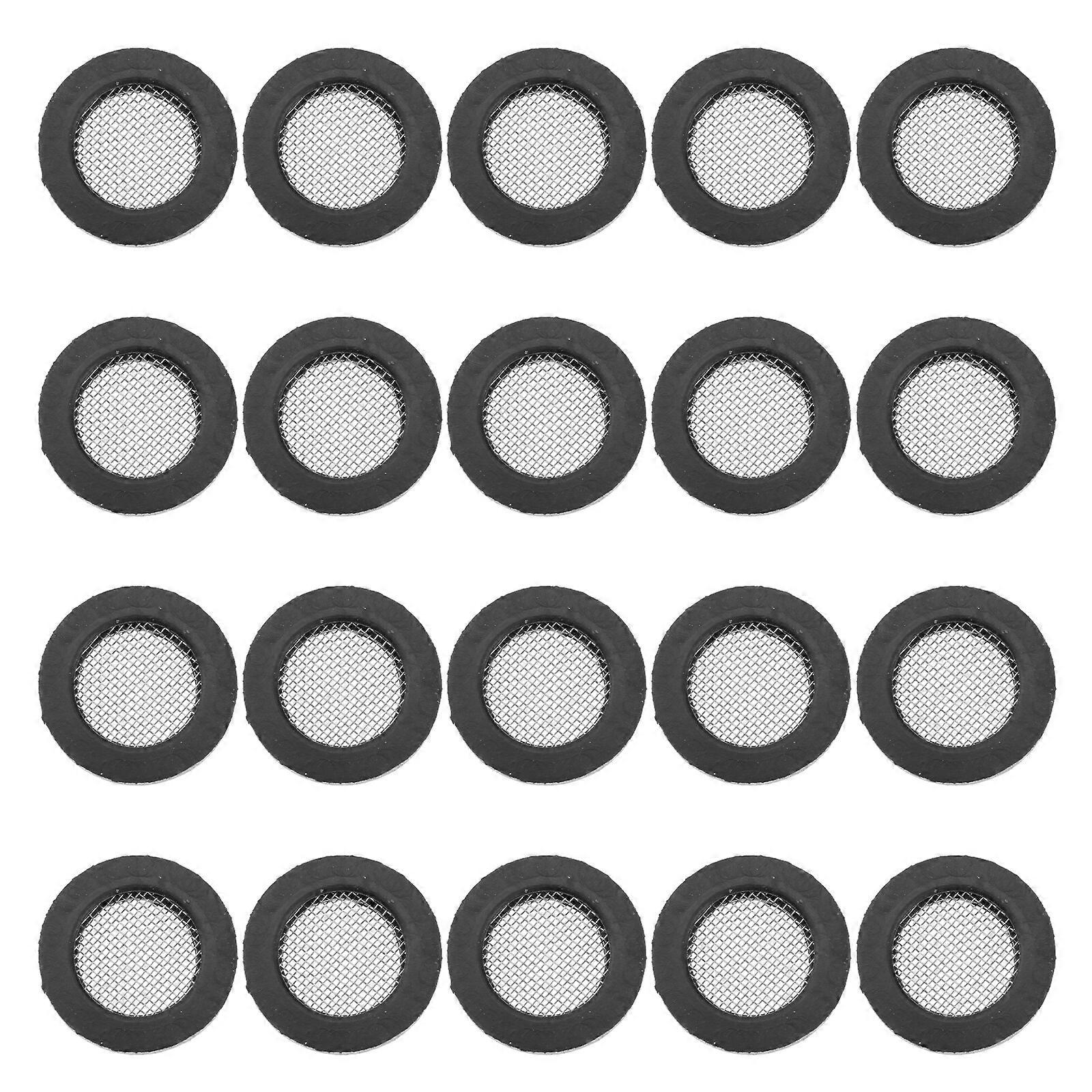 20Pcs Rubber Gasket with 304 Stainless Steel Net Shower Head Filter Plumbing Hose Seal Faucet Replacement Part Washer Sink Strainer Tool 4 Point (Blac