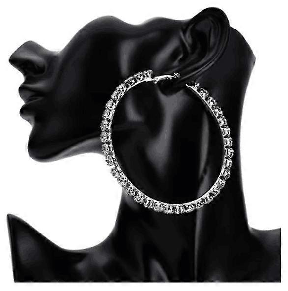 Sparkling Full Diamond Hoop Exaggerated Round Earrings