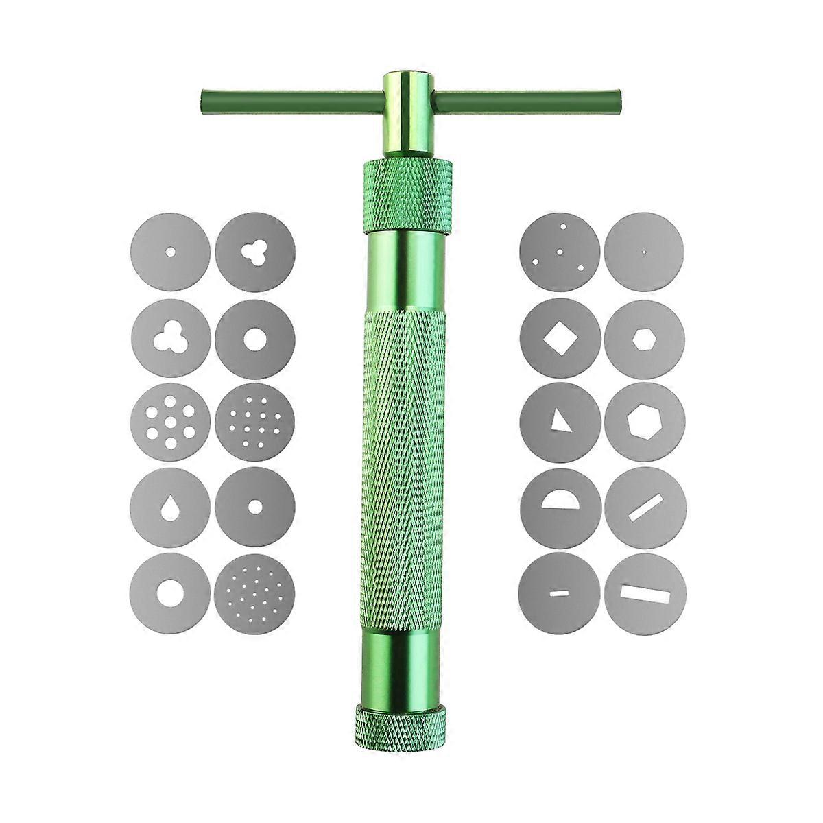 VORCOOL Portable Polymer Clay Extruder Sculpey Sculpting Tool with 20 Interchangeable Discs (Green)