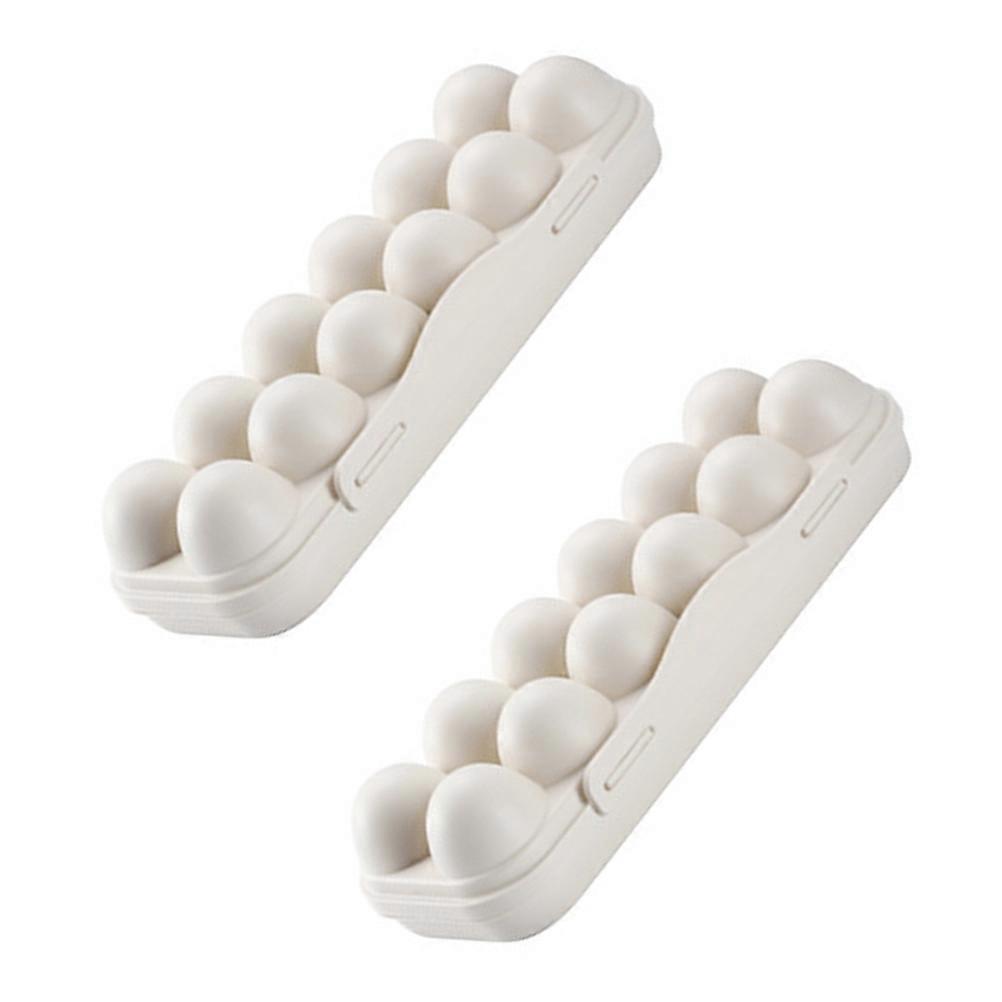2Pcs 12 Grids Refrigerator Shatterproof Egg Box Egg Storage Box Duck Egg Tray Box(Khaki)