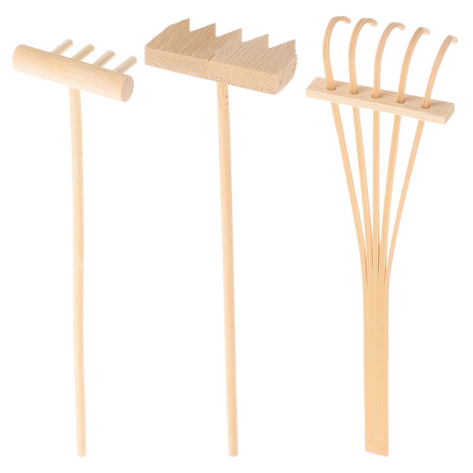 3 Pcs Mini Rakes Tool For Zen Garden Sand Bamboo Tabletop Meditation Feng Shui Decor For Home Office