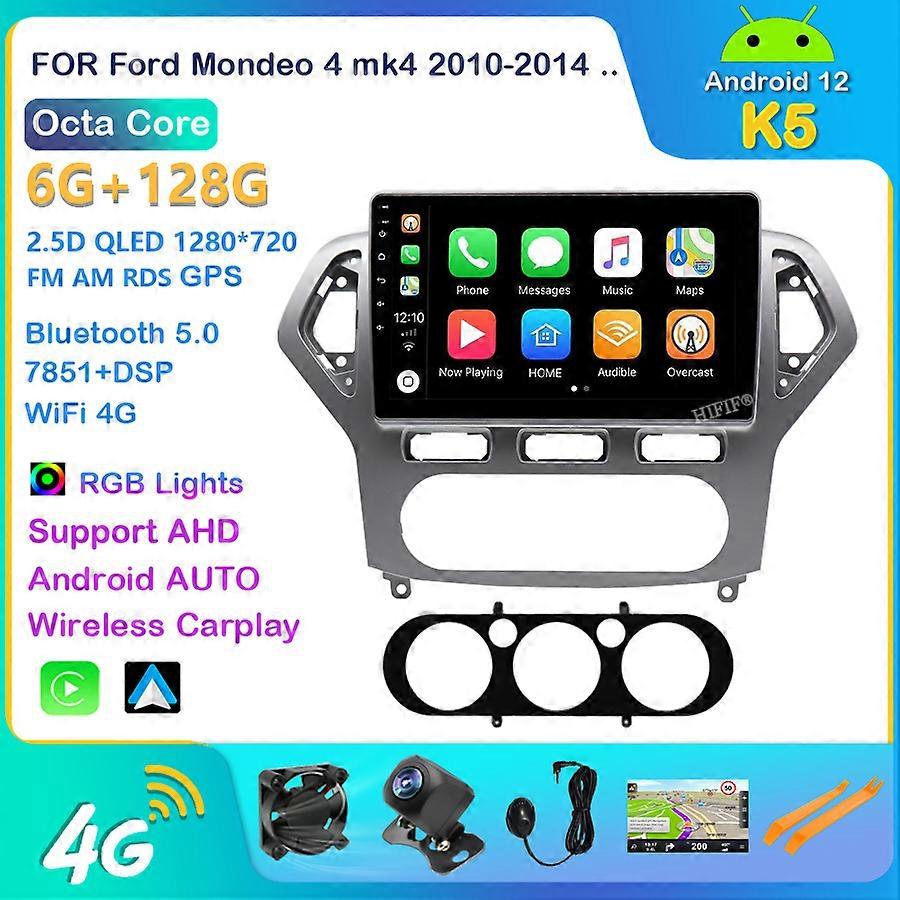 2Din Android 12 Car Radio For Ford Mondeo Wins 2007-2010 GPS Navigation Stereo Receiver Auto Radio Bluetooth Player IGO